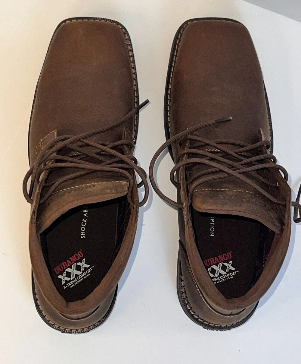 Durango Red Dirt Rebel Mens Boots Size 9.5 Brown Leather Steel Toe Chukka